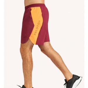 Peloton Shorts Men’s M Sessions 7' Lined Velocity Maroon / Orange Workout NWT!